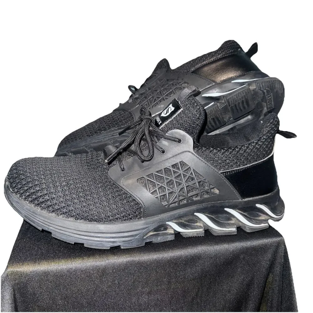 Suadex Men's Steel Toe Safety Work Black Sneakers Lightweight Slip Resistant